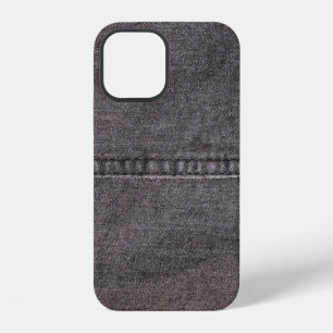 Black denim fabric. Fashion, textures and backgrou iPhone 12 Case