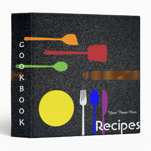 Black Denim Kitchen utensils recipe binder book