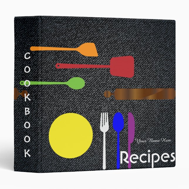 Black Denim Kitchen utensils recipe binder book (Front/Spine)
