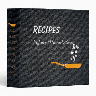 Black Denim Kitchen utensils recipe binder book