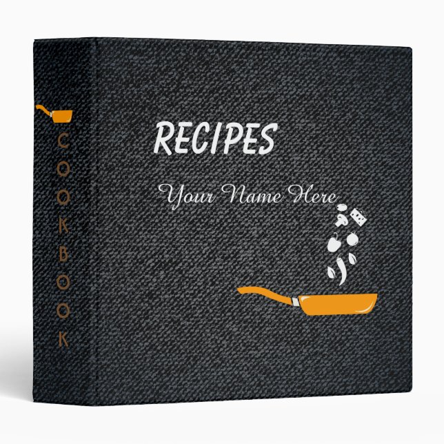 Black Denim Kitchen utensils recipe binder book (Front/Spine)