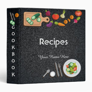 Black Denim Kitchen utensils recipe binder book