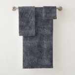 Black Denim Pattern Bath Towel Set