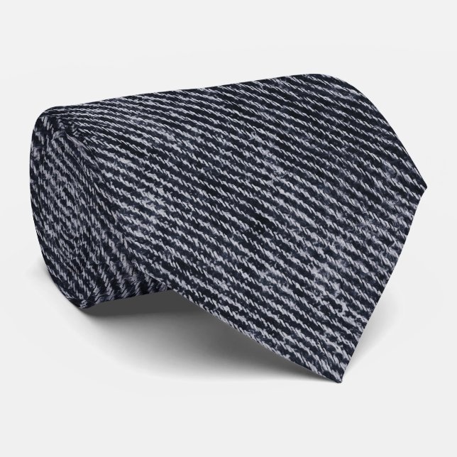 Black Denim Pattern Neck Tie (Rolled)