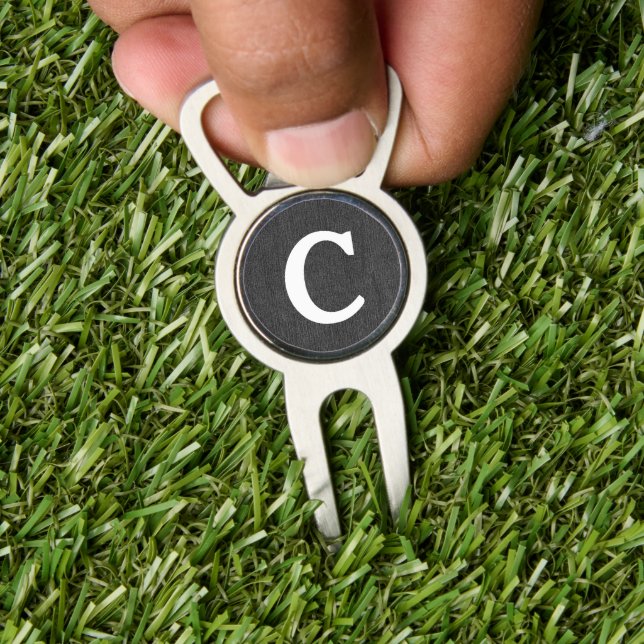 Black Denim Print | Modern Monogram Divot Tool (Insitu 1)