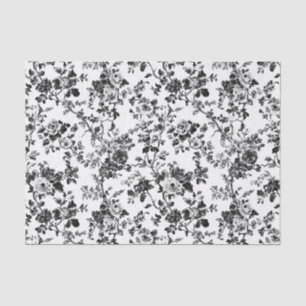 Black Dense Floral Toile Garden Party Tissue Paper