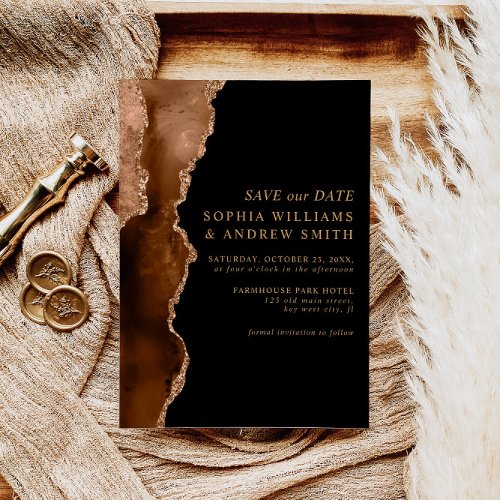Black  Desert Gold Save the Date Wedding Invitation