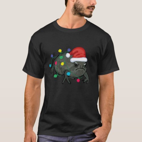 Black Desert Rain Frog Santa Tree Lights T_Shirt