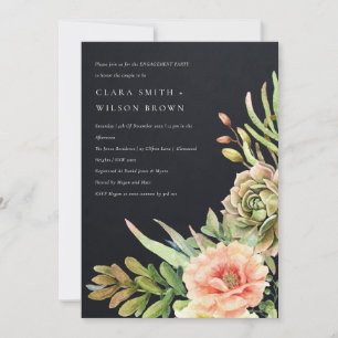 BLACK DESERT SUCCULENT CACTI FOLIAGE ENGAGEMENT INVITATION
