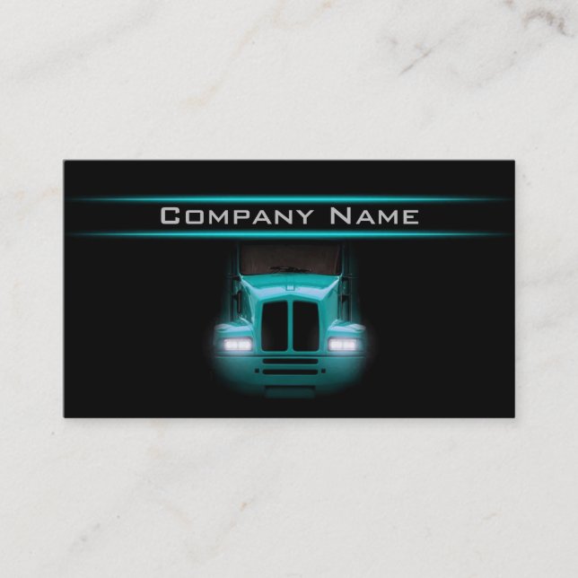 Black Design Cyan Truck Front Brighter Layout Business Card (Front)