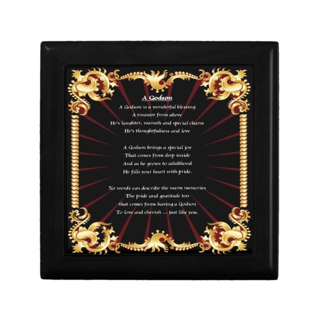 Black Design  Godson poem Keepsake Box (Front)