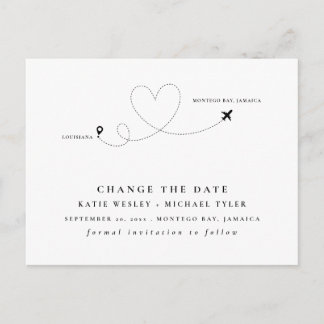 Black Destination Wedding Change the Date Announcement Postcard