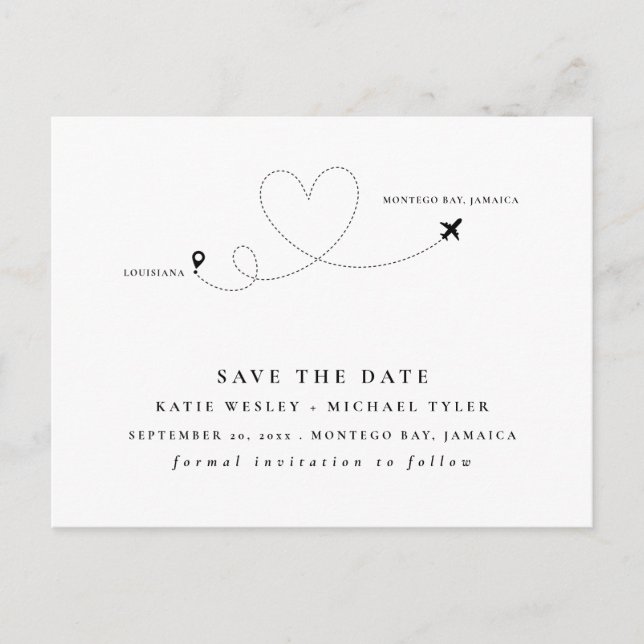 Black Destination Wedding Save the Date Announcement Postcard (Front)