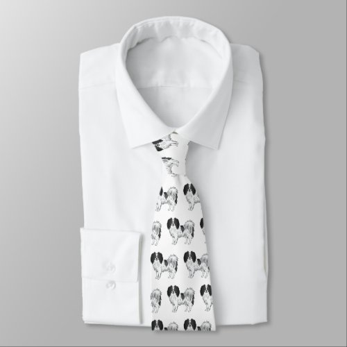 Black Detailed Phalne Dog Pattern Cute Dog Lover Neck Tie