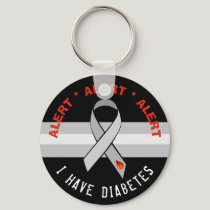 Black Diabetes Alert Key Chain Awareness Ribbon