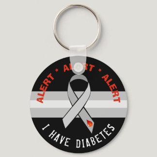 Black Diabetes Alert Key Chain Awareness Ribbon