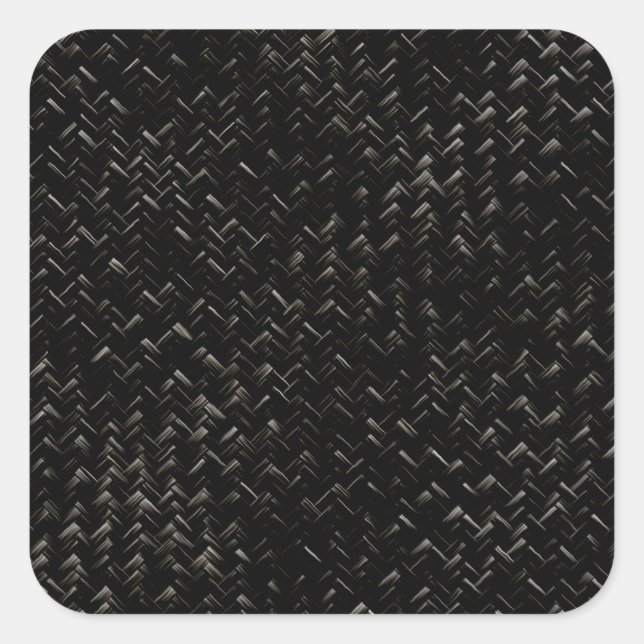 Black Diagonal Basket Weave Geometric Pattern Square Sticker (Front)