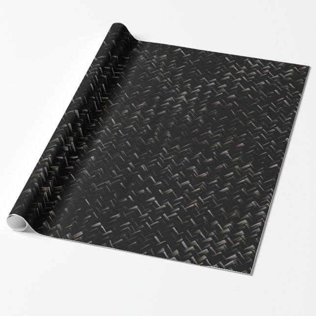 Black Diagonal Basket Weave Geometric Pattern Wrapping Paper (Unrolled)