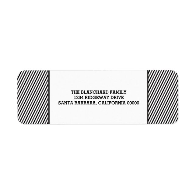 Black Diagonal Festive Stripes Holiday Label (Front)