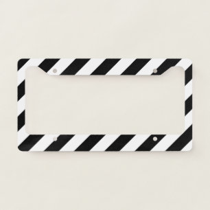 Black Diagonal Stripes License Plate Frame