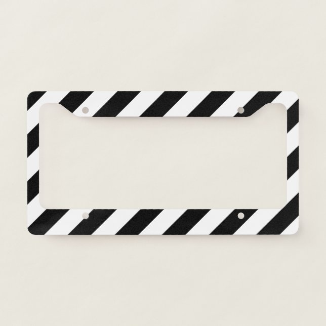 Black Diagonal Stripes License Plate Frame (Front)