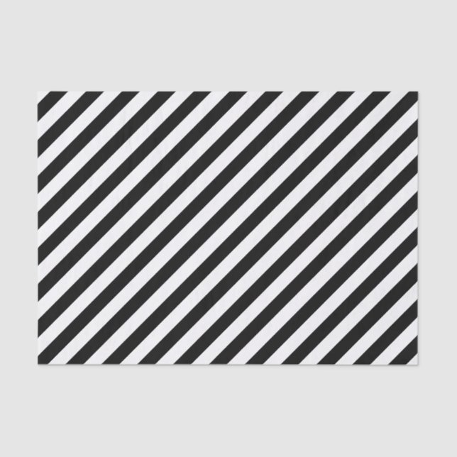 Black Diagonal Stripes Tissue Paper (Front)