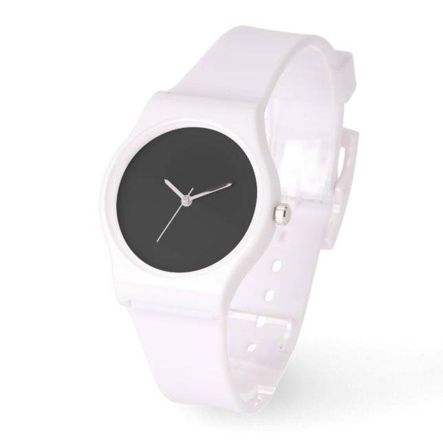 Black Dial White Silicone Watch (Angle)