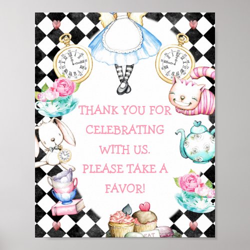 Black Diamond Alice in Wonderland Birthday Sign