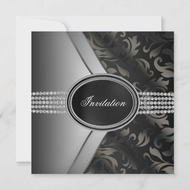 Black Diamond Black Tie Party Invitation (Front)