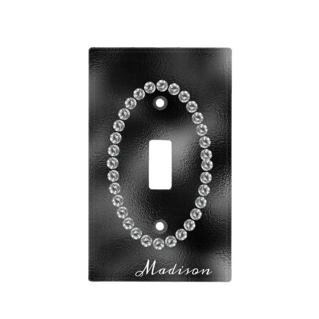 Black Diamond Bling Sparkle  Light Switch Cover (Front)