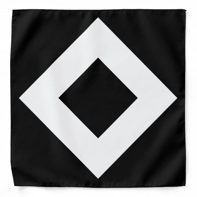 Black Diamond, Bold White Border Bandana (Front)