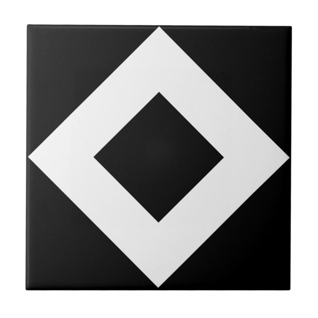 Black Diamond, Bold White Border Ceramic Tile (Front)