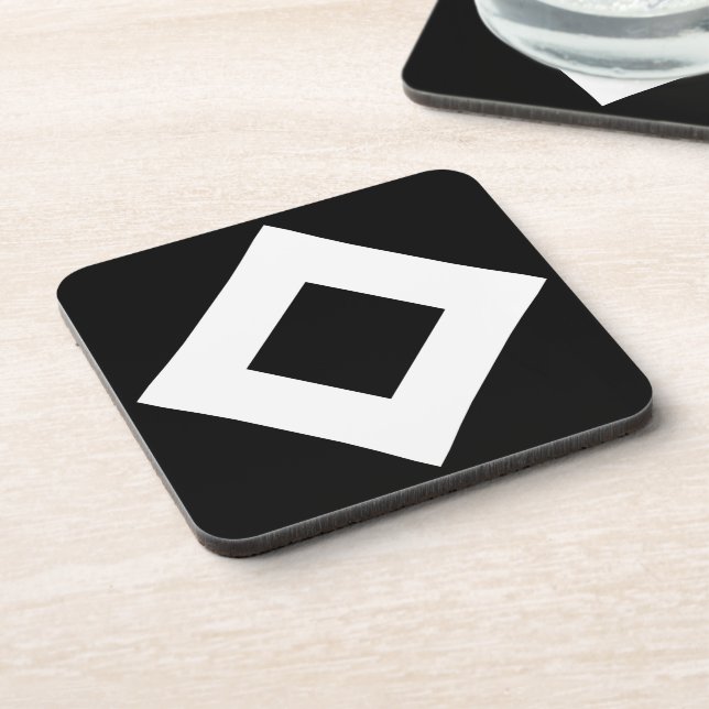 Black Diamond, Bold White Border Drink Coaster (Left Side)
