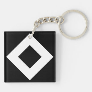 Black Diamond, Bold White Border Keychain
