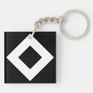 Black Diamond, Bold White Border Keychain
