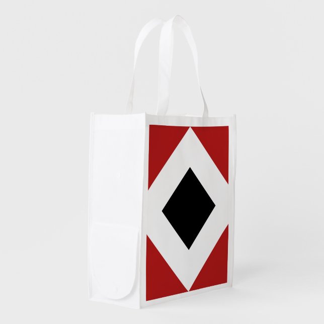 Black Diamond, Bold White Border on Red Grocery Bag (Front Side)