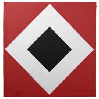 Black Diamond, Bold White Border on Red Napkin