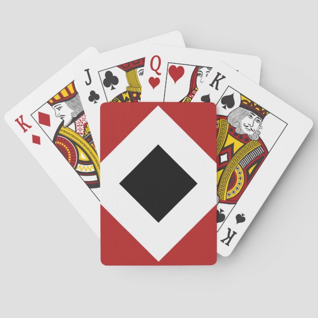 Black Diamond, Bold White Border on Red Poker Cards (Back)