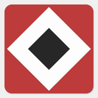 Black Diamond, Bold White Border on Red Square Sticker