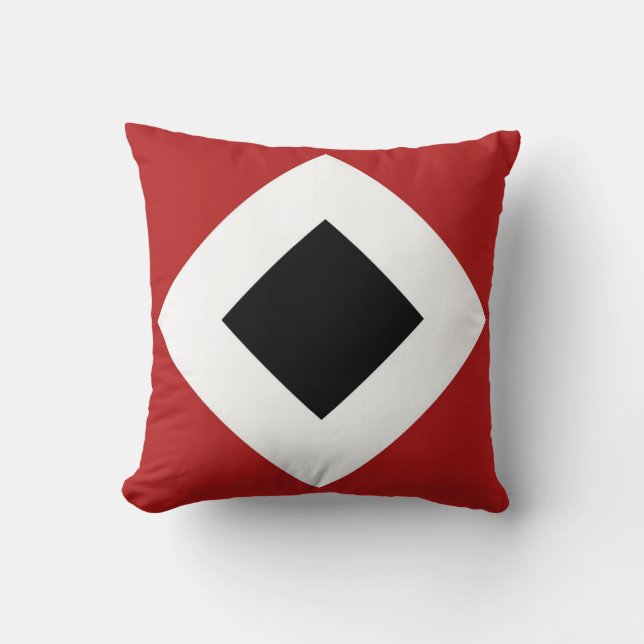 Black Diamond, Bold White Border on Red Throw Pillow (Front)