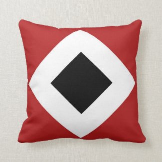 Black Diamond, Bold White Border on Red Throw Pillow