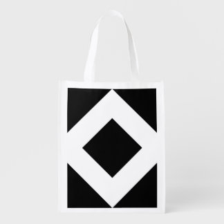 Black Diamond, Bold White Border Reusable Grocery Bag
