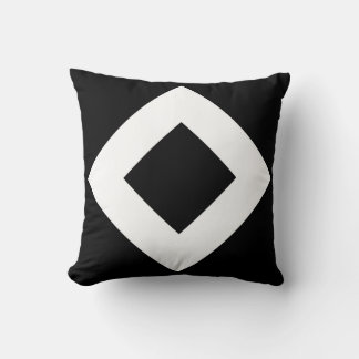 Black Diamond, Bold White Border Throw Pillow