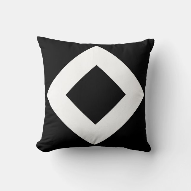 Black Diamond, Bold White Border Throw Pillow (Front)