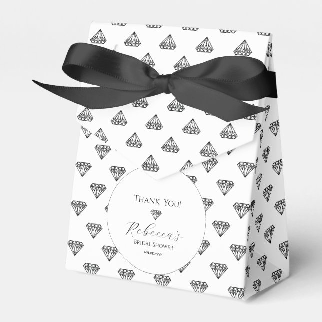 Black Diamond Bridal Shower Favor Box (Front Side)