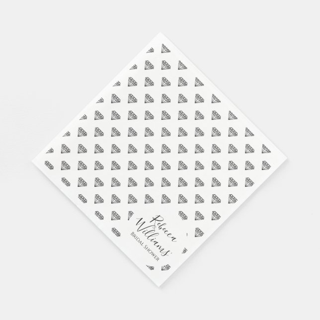 Black Diamond Bridal Shower Napkins (Corner)
