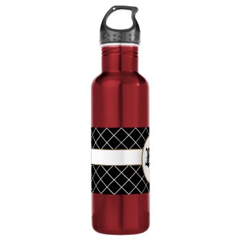 Black Diamond Brown Monogrammed Stainless Steel Water Bottle by Visages at Zazzle