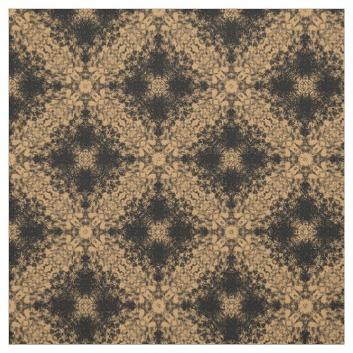 Black Diamond Burst on Golden Tan Pattern Fabric