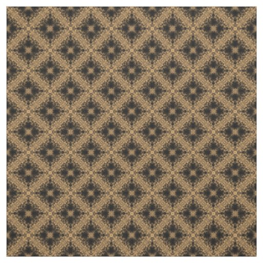 Black Diamond Burst on Golden Tan Pattern Fabric