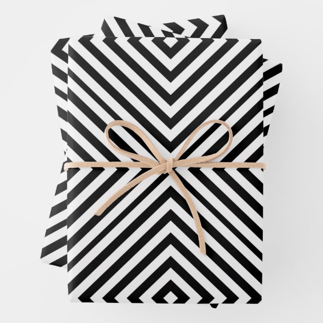 Black Diamond Chevron Wrapping Paper Sheets (In situ)